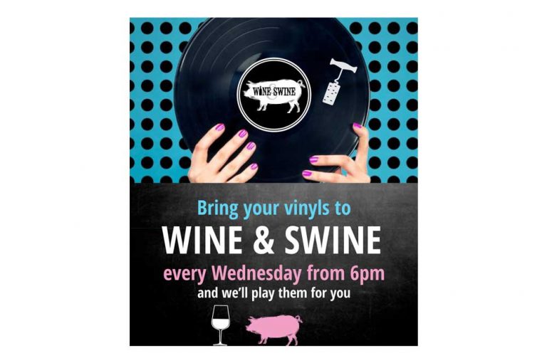 Wine & Swine bring your vinyl facebook ad